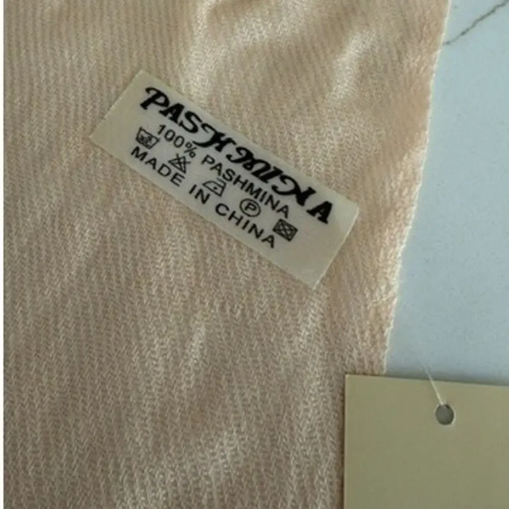 Pashmina Scarf Shawl Peach Blush Lightweight Wrap Tassel Fringe Soft New
